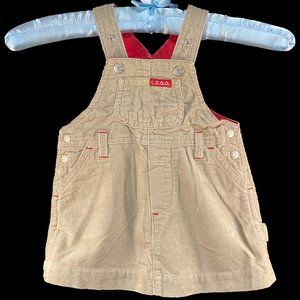 H&M L.O.G.G. Tan Corduroy Overall Dress 2-4M